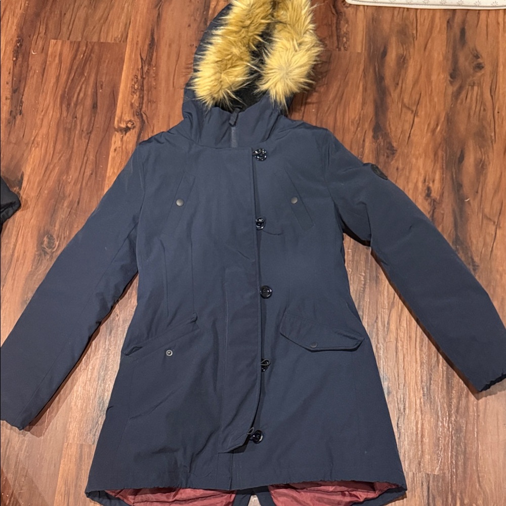 Tommy Hilfiger Navy Ski Jacket with Faux Fur Hood